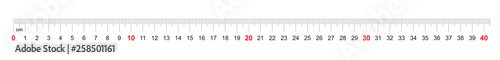 Grid for a ruler of 400 millimeters, 40 centimeters. Calibration grid. Value division 1 mm. Precise length measurement device.