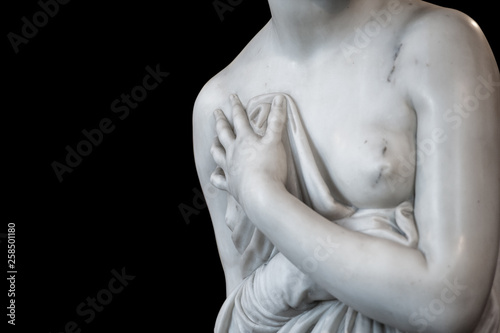 Venus Italica statue, sculpted in 1804 by Antonio Canova. Cut out on black background. Path selection included