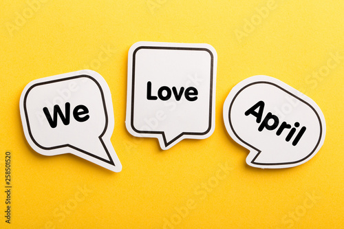 April Speech Bubble Isolated On Yellow