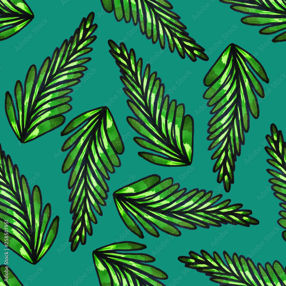 Seamless pattern of leaves. Print for fabric and other surfaces.