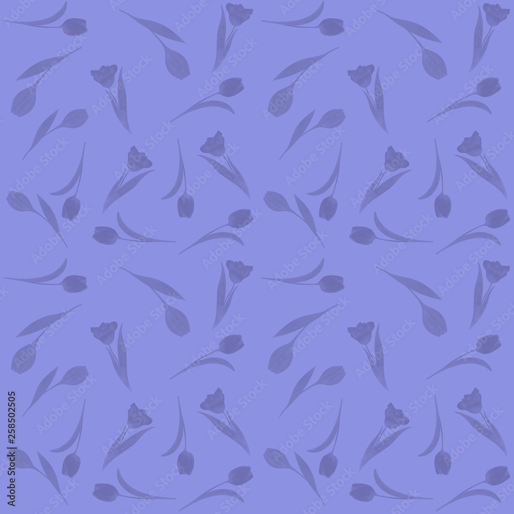 Seamless pattern hand-drawn watercolor. Spring pink tulips