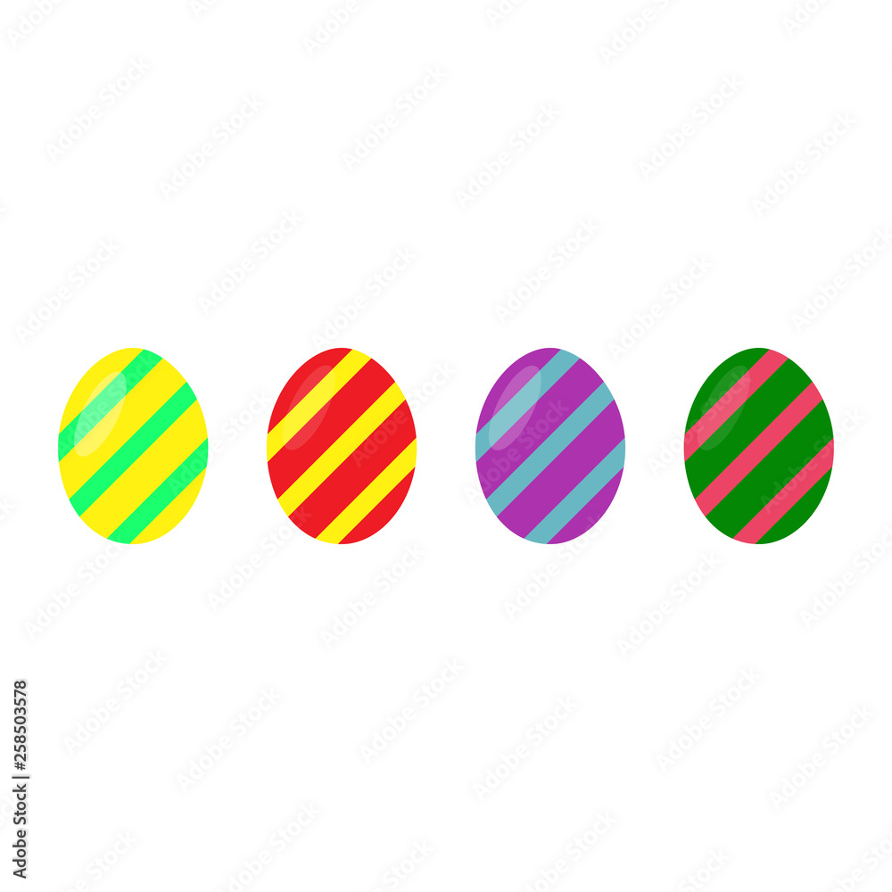 Happy Easter. Set of Easter colorful eggs on a white background. Spring holiday. Vector Illustration. Happy easter eggs Happy Easter. Set of Easter colorful eggs on a white background. Spring holiday. Vector Illustration. Happy easter eggs