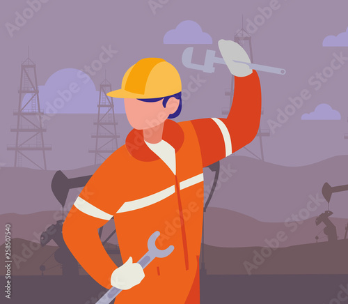 oil industry worker with tools avatar character