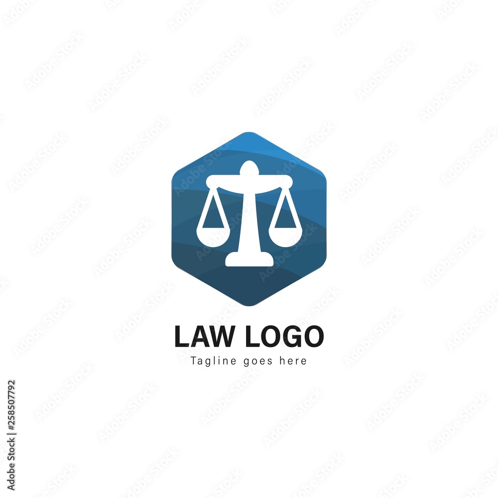 Law logo template design. Law logo with modern frame vector design Law logo template design. Law logo with modern frame vector design
