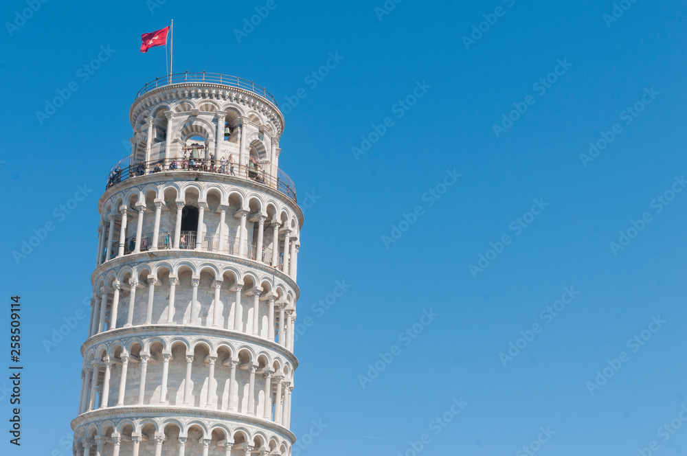 Pisa: the leanig tower in Piazza dei Miracoli field