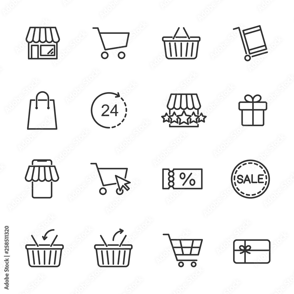 Vector set of shopping line icons. Vector set of shopping line icons.