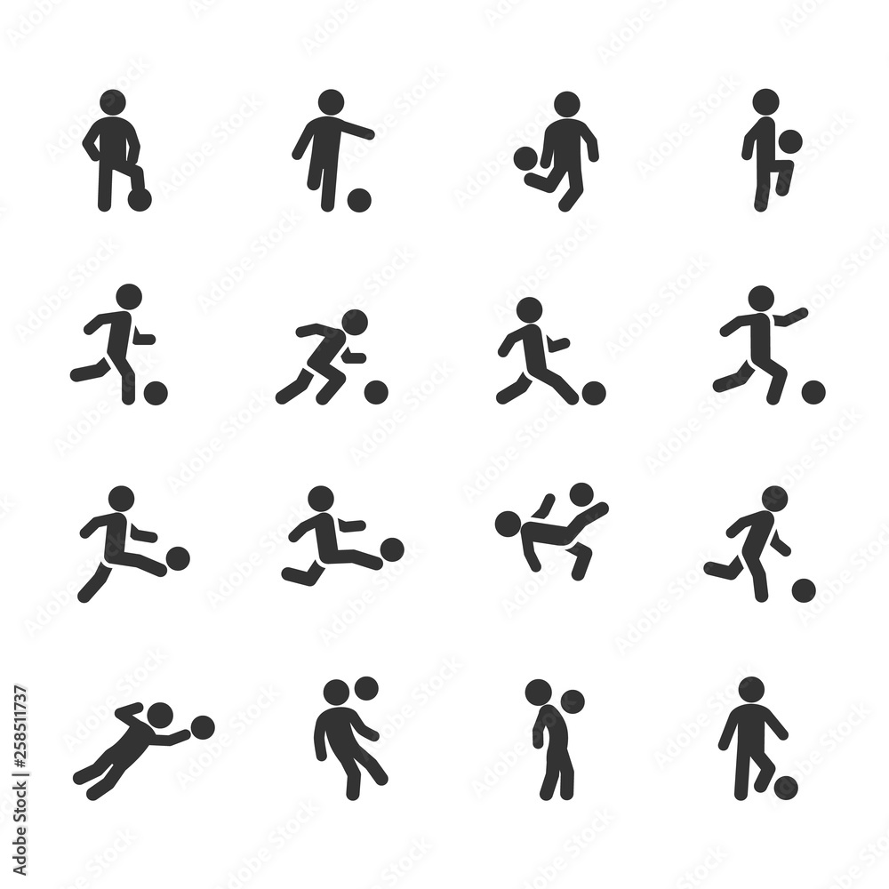 Vector set of football, soccer players icons. Vector set of football, soccer players icons.