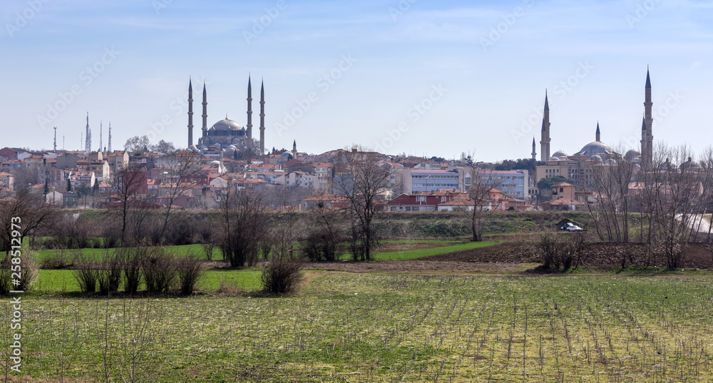 Selimiye Mosque view from hill in Edirne City of Turkey Selimiye Mosque view from hill in Edirne City of Turkey