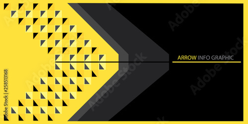 Yellow aero info graphic with geometrical pattern vector. Combination of black, grey and yellow colors.