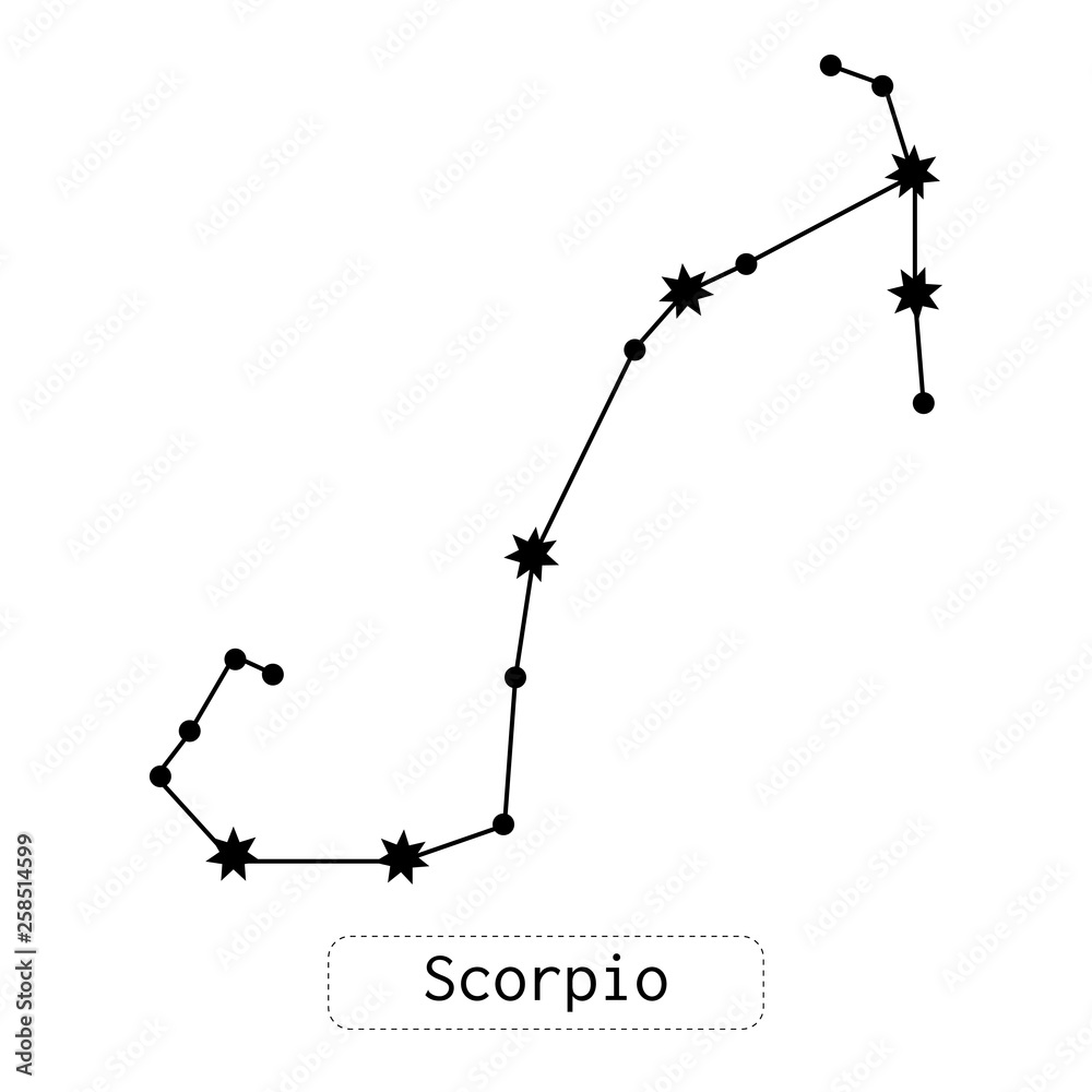 Scorpio constellation. Horoscope, zodiac sign. Predictions and divination. Flat illustration or object. Vector Scorpio constellation. Horoscope, zodiac sign. Predictions and divination. Flat illustration or object. Vector