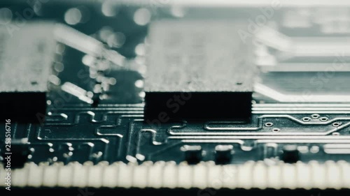 RAM or random access memory chipset, macro dolly. Shot or Red camera