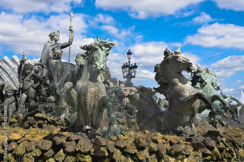 Fountain of the Girondins monument with its bronze horses, place des Quinconces, Bordeaux, France Fountain of the Girondins monument with its bronze horses, place des Quinconces, Bordeaux, France