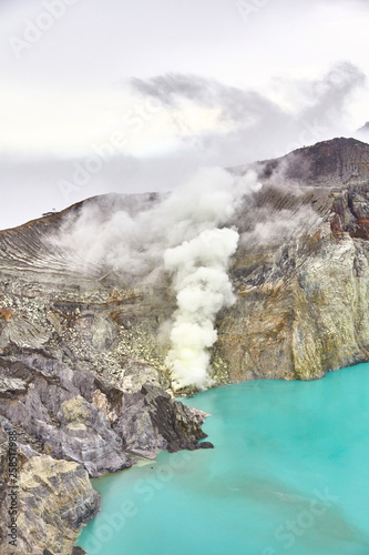 Crater of the volcano Ijen. 