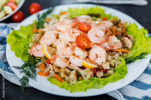 Delicious shrimp on the table