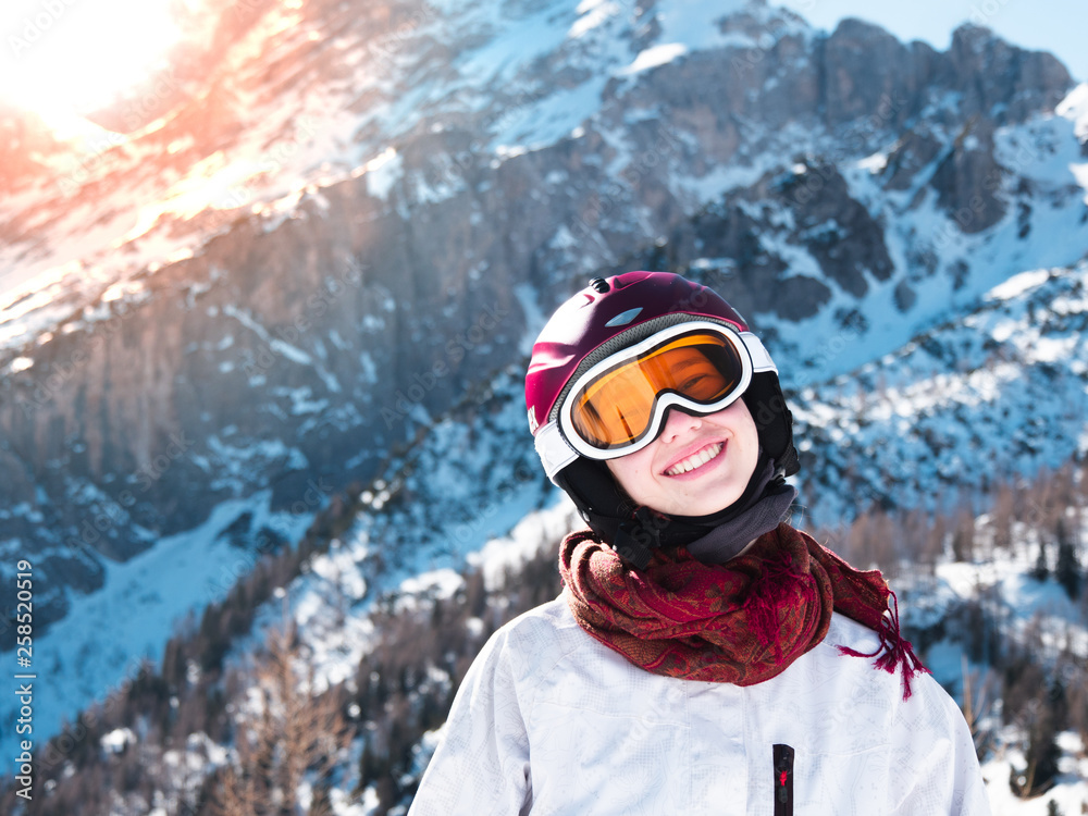 Skier teenage girl smiling Skier teenage girl smiling