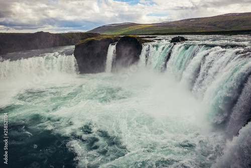 Famous travel destination in Iceland - Godafoss waterfall