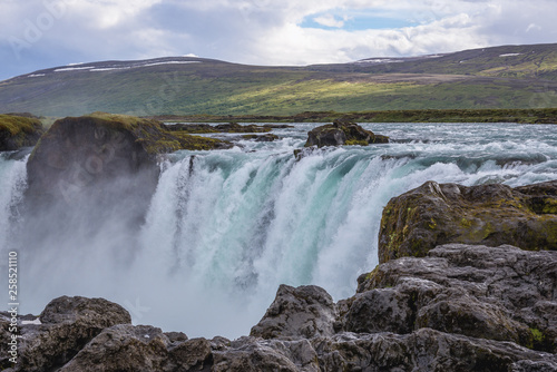 Famous travel destination in Iceland - Godafoss waterfall