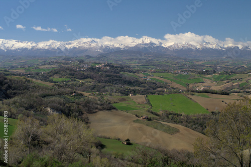 landscape,Monti Sibillini,Italy,spring,agriculture,rural,sky,countryside,panoramic