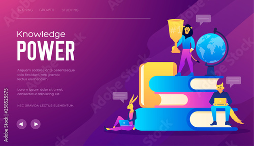 Flat design style web banner for the power of education. Vector illustration concept for web design, marketing. Knowledge Is The Path To Success