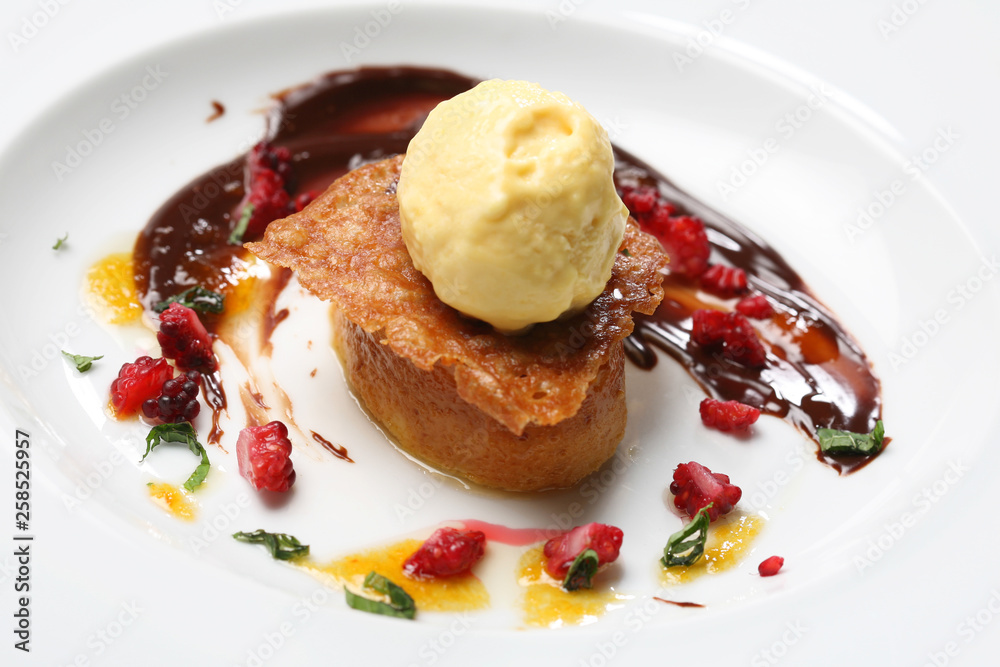 creme caramel of passion fruit with chocolate sauce creme caramel of passion fruit with chocolate sauce