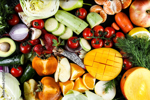 a lot vegetables and fruits background