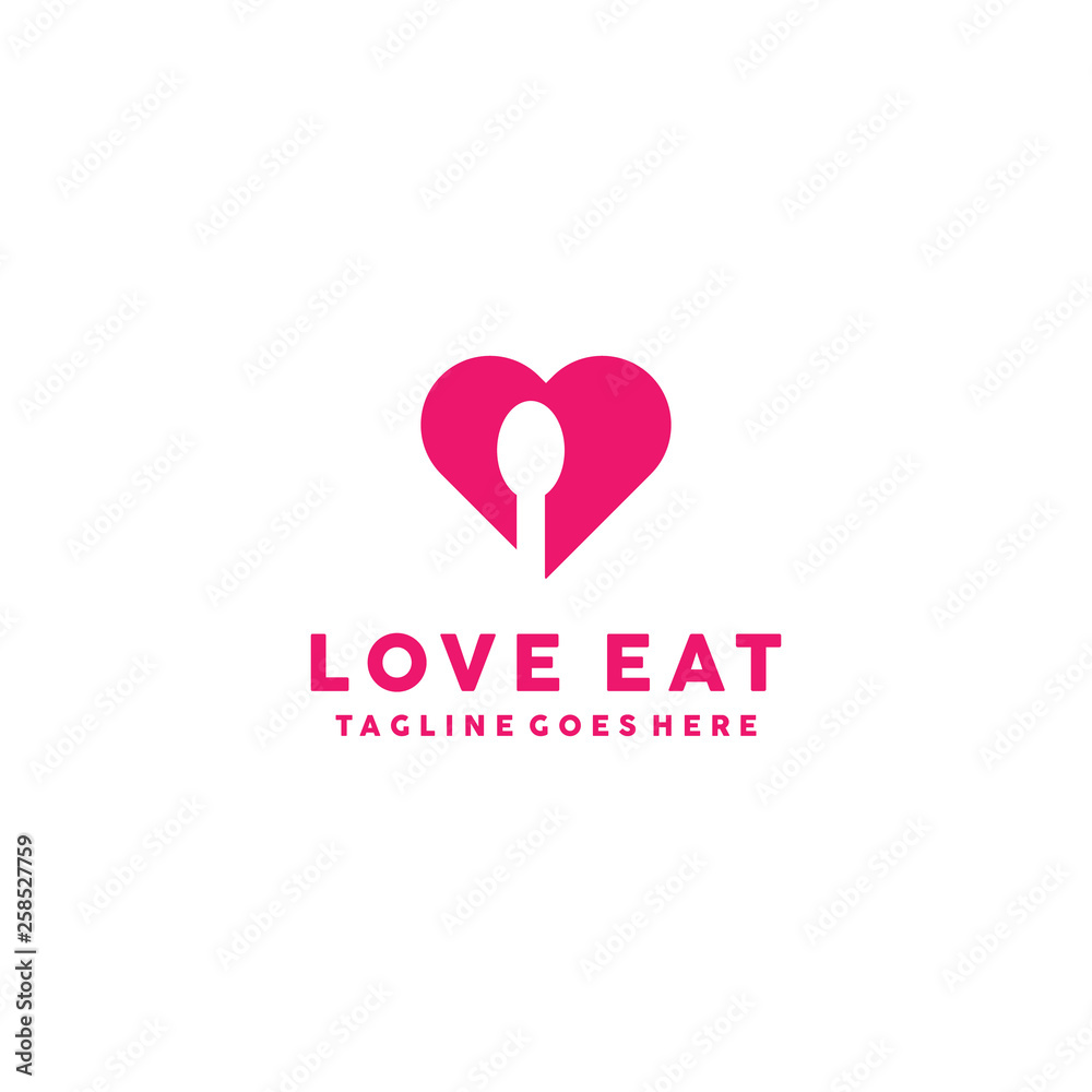 Love Logo / Flat Icon / Spoon Vector / Modern Symbol / Restaurant Logo Design Inspiration