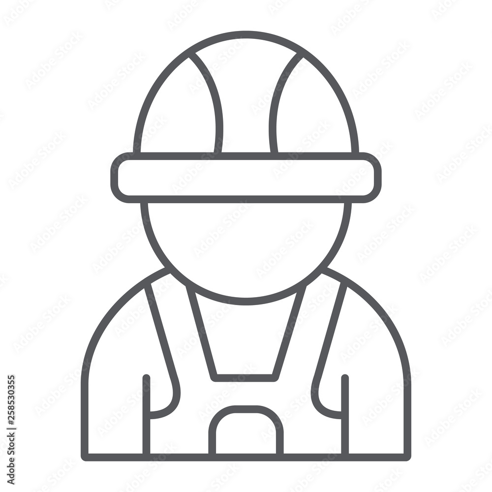 Auto mechanic thin line icon, car and person, repairman sign, vector graphics, a linear pattern on a white background. Auto mechanic thin line icon, car and person, repairman sign, vector graphics, a linear pattern on a white background.