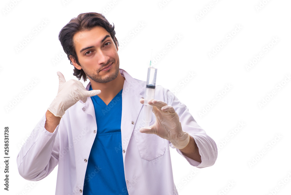 Young handsome doctor isolated on white Young handsome doctor isolated on white
