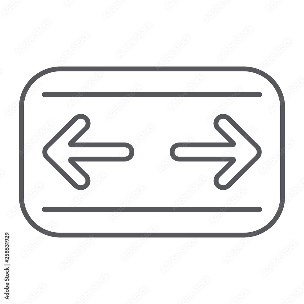 Car turn signals thin line icon, auto and panel, dashboard sign, vector graphics, a linear pattern on a white background. Car turn signals thin line icon, auto and panel, dashboard sign, vector graphics, a linear pattern on a white background.