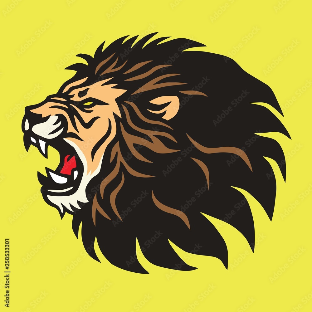 Roaring Lion Logo Mascot Vector Design Template Icon