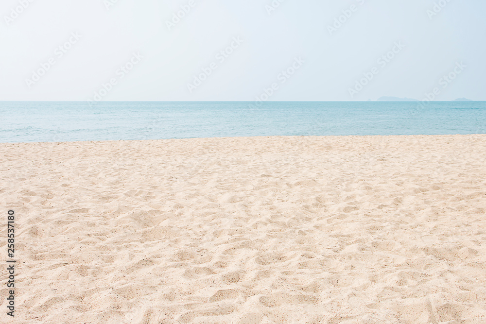 beautiful sand beach  free space with blue sky.