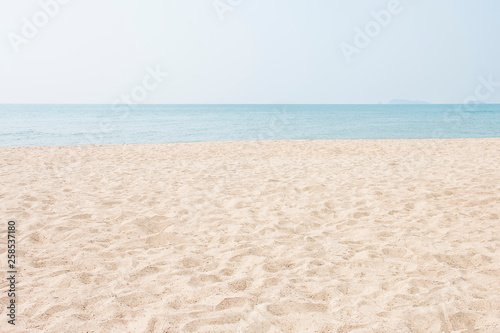 beautiful sand beach  free space with blue sky.