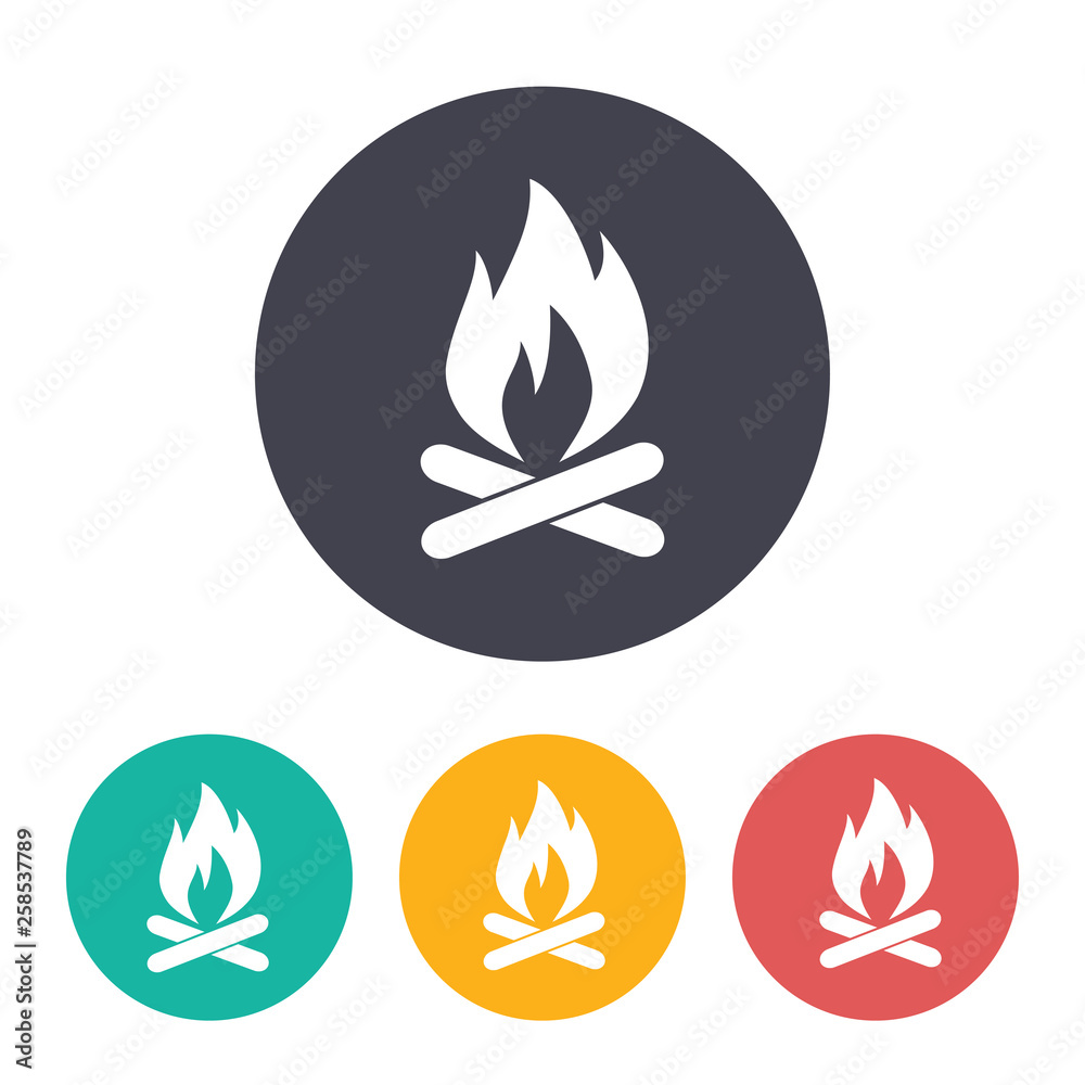 Burning bonfire illustration. Camping and traveling vector icon Burning bonfire illustration. Camping and traveling vector icon