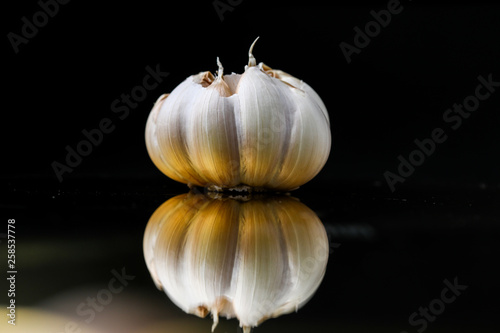 garlic black background