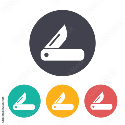 Tourist knife illustration. Traveling flat vector icon.