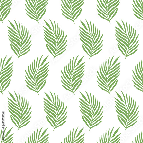 Scandinavian seamless pattern with green leaves. Swedish nature design.