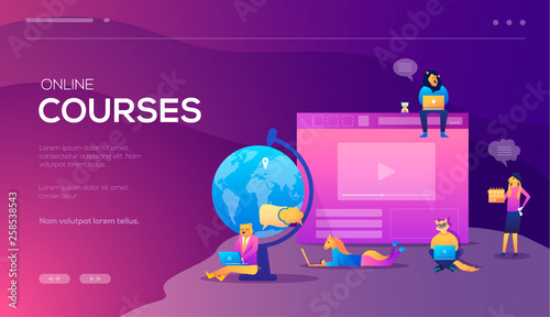 Online training courses, retraining, specialization, tutorials. Can be used for web promotional. Vector concept for online education