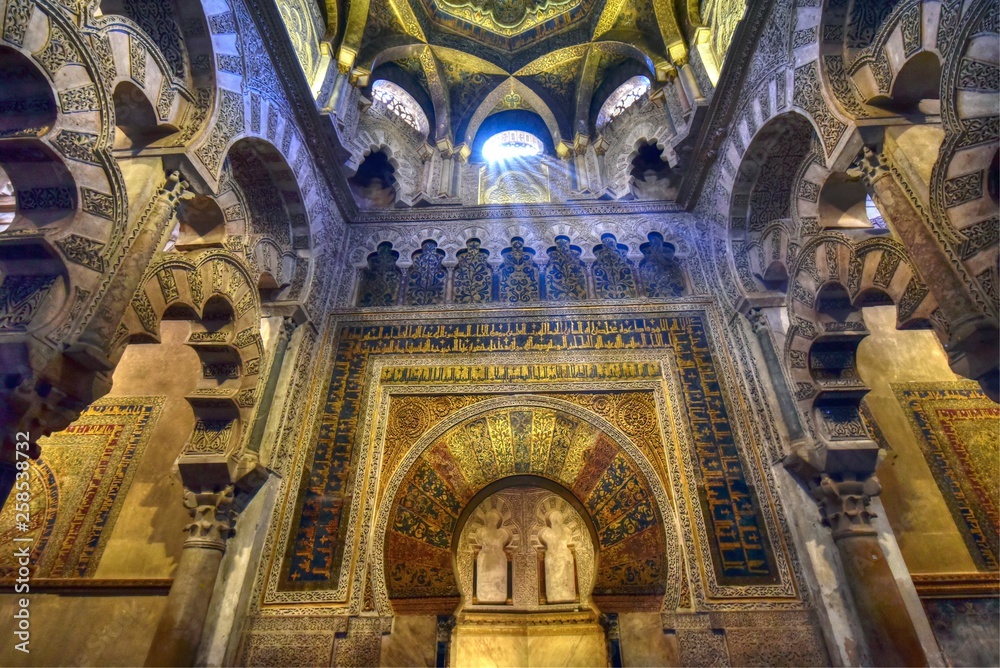 The view of the Mihrab (prayer niche) in Cordoba Mezquita, Andalucia, Spain