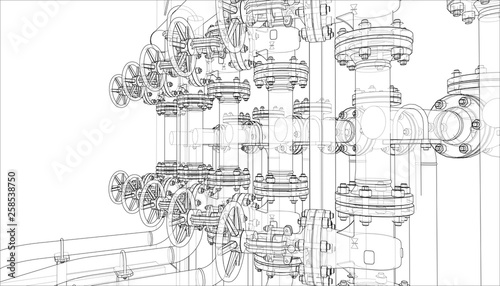 Sketch of industrial equipment. Vector
