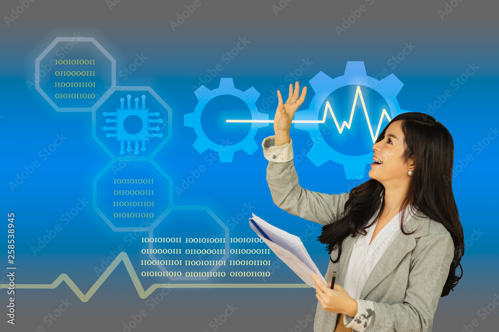Beautiful women use innovative media technology Beautiful women use innovative media technology