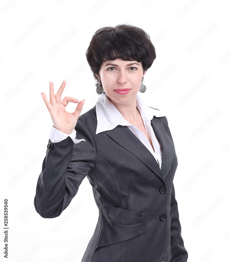close up. successful business woman showing OK gesture close up. successful business woman showing OK gesture