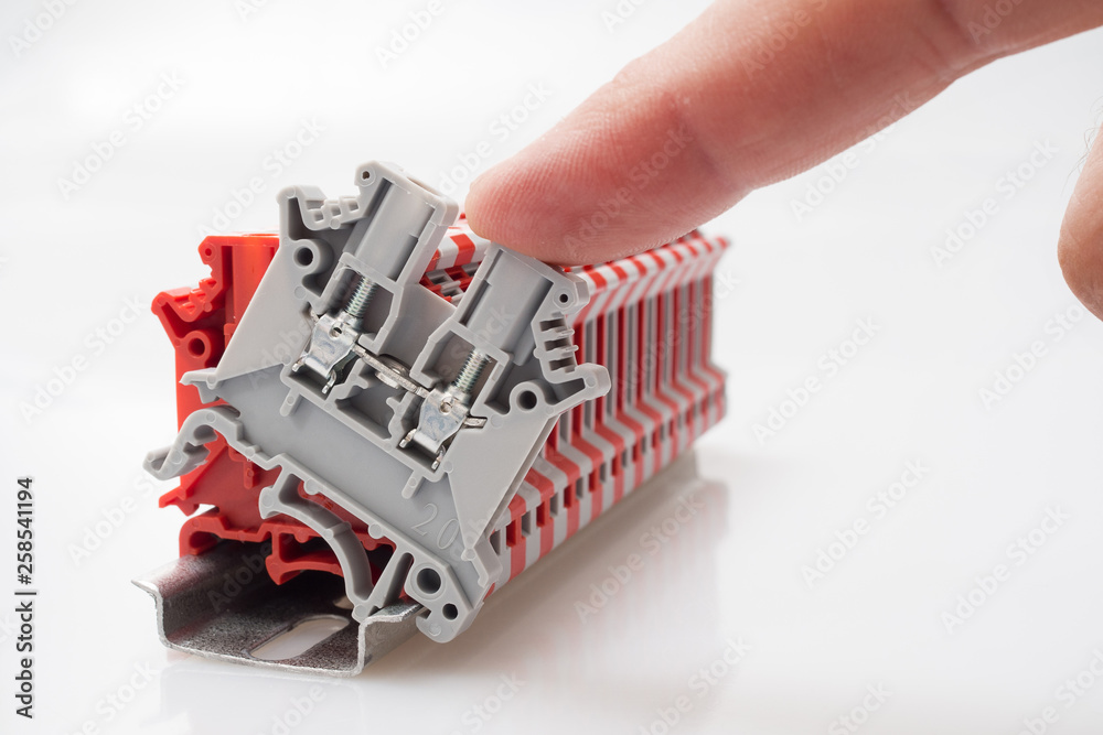 Terminal strip for electrical wiring. Industrial terminal blocks (or clamps) Terminal strip for electrical wiring. Industrial terminal blocks (or clamps)