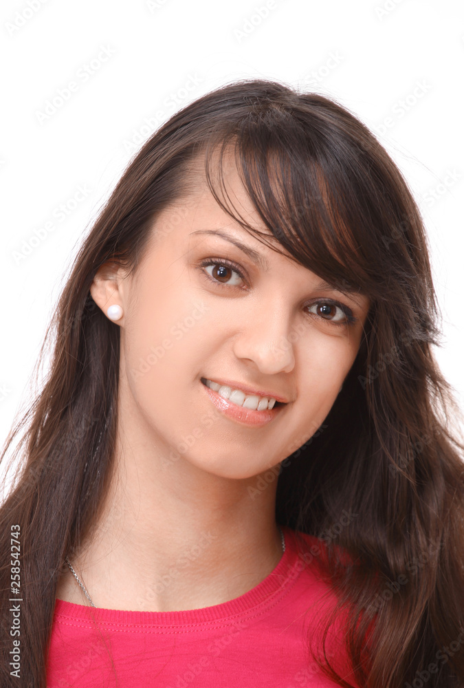 closeup portrait of a beautiful young woman.isolated on white closeup portrait of a beautiful young woman.isolated on white