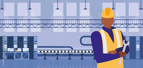 worker black in factory workplace
