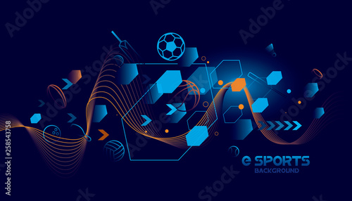 Vector esports with futuristic technology background design.