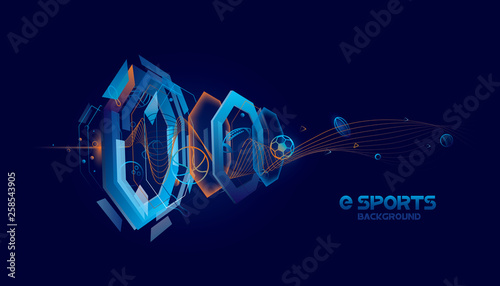 Vector e sports with futuristic technology background design.