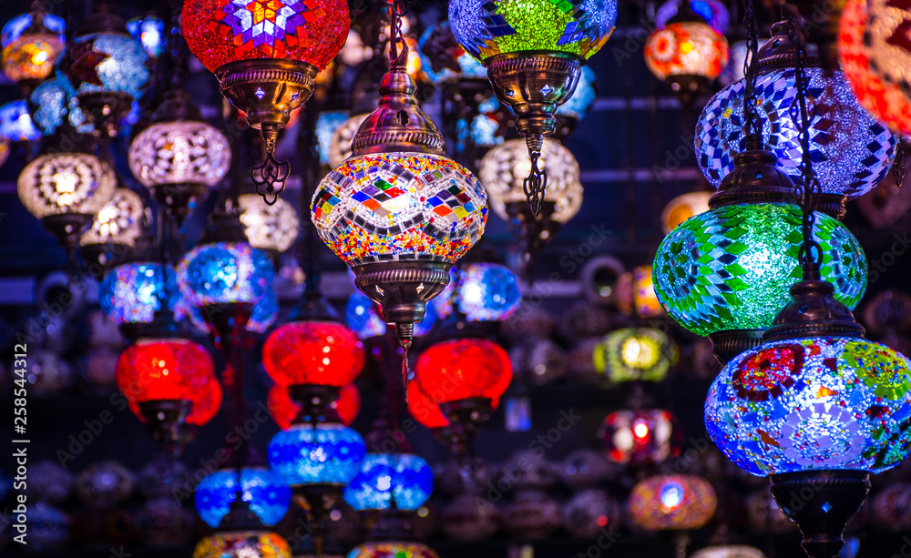 Colorful Turkish Light Lamp Hanging Light shot from Gold Souk Dubai