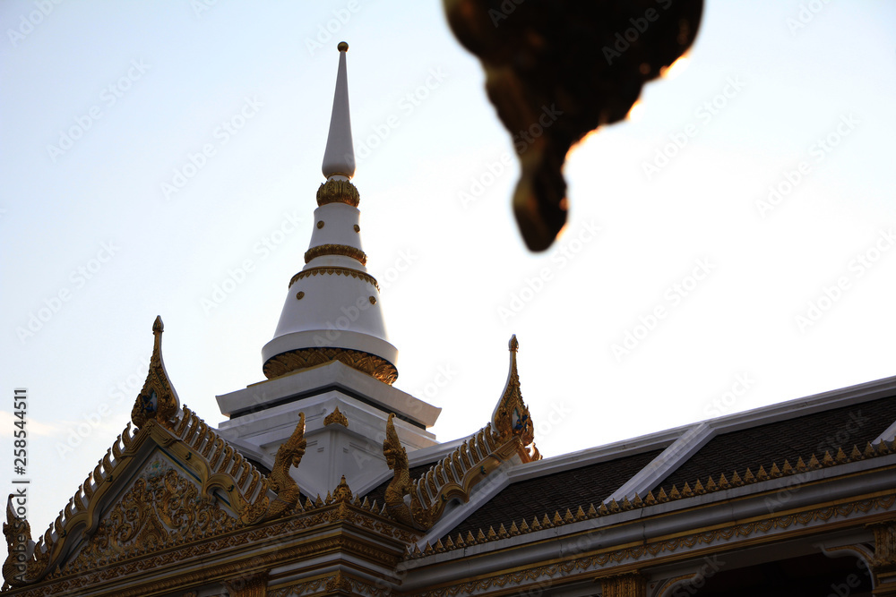 Fototapeta premium temple in thailand and white pagoda.