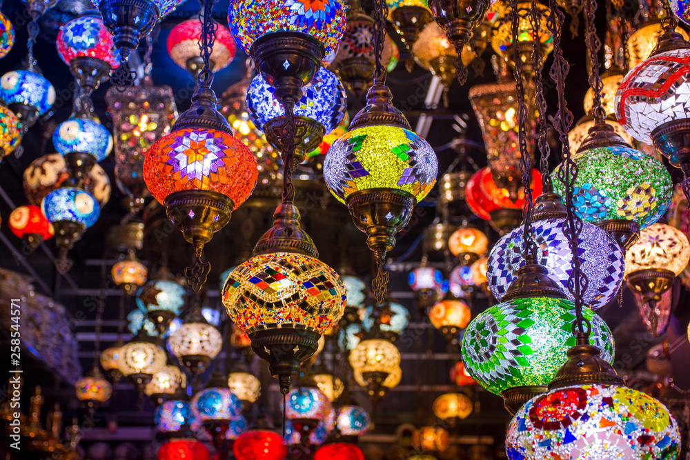 Beautiful Traditional Ramadan Light Lamp with blur background - Shot from Dubai Spice Souk, famous tourkish light, place to visit in dubai-UAE