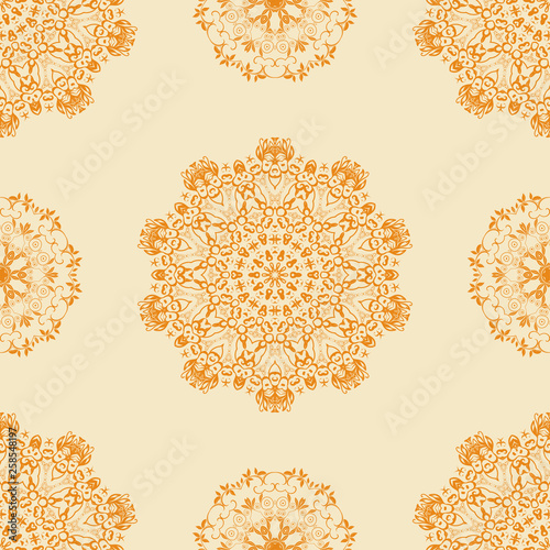 Seamless abstract background with floral ornament. Floral ornament on background. Template for your design